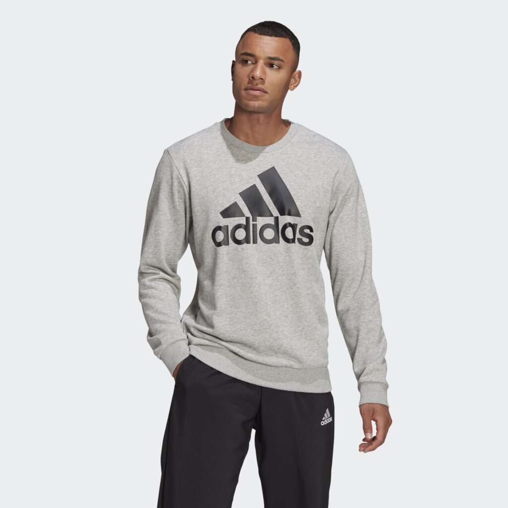 BLUSA MOLETOM ADIDAS GOLA CARECA CINZA