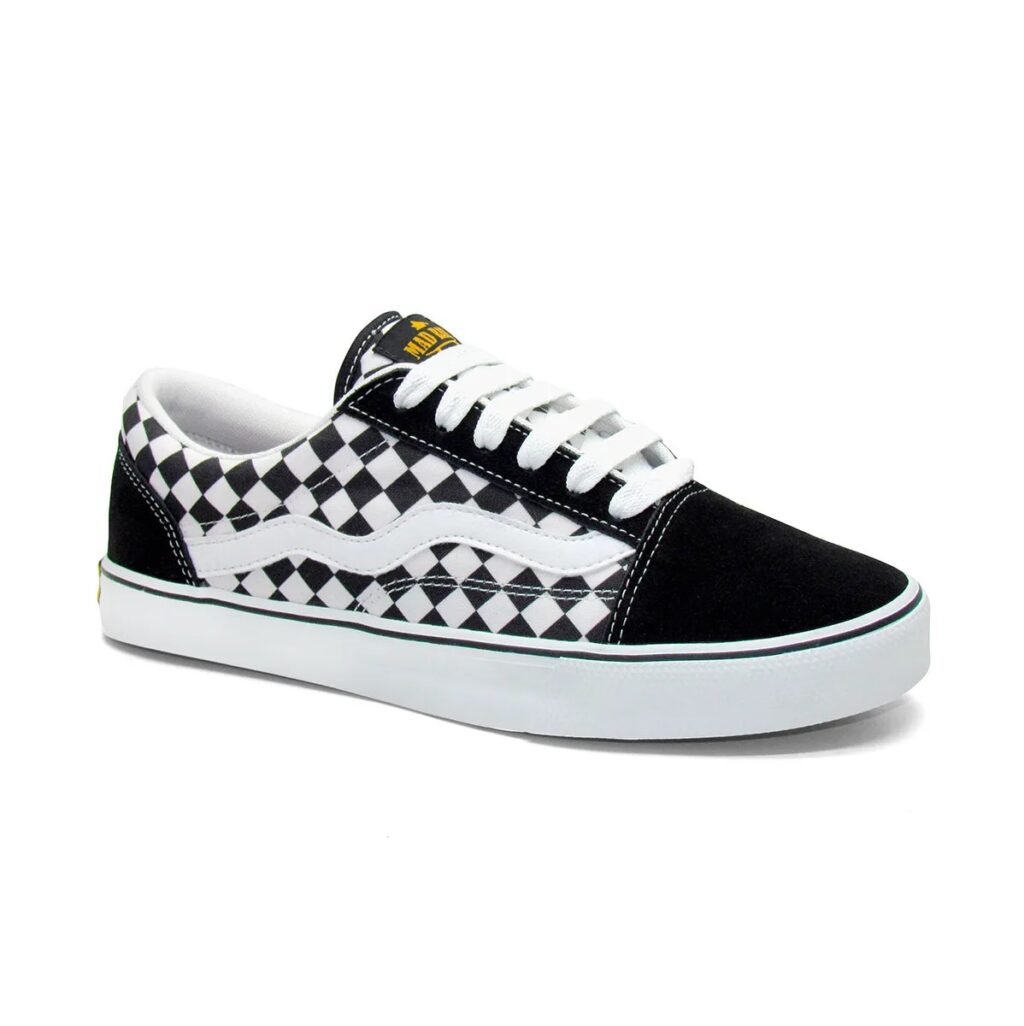 TENIS MAD RATS Old School - QUADRICULADO PRETO+BRANCO