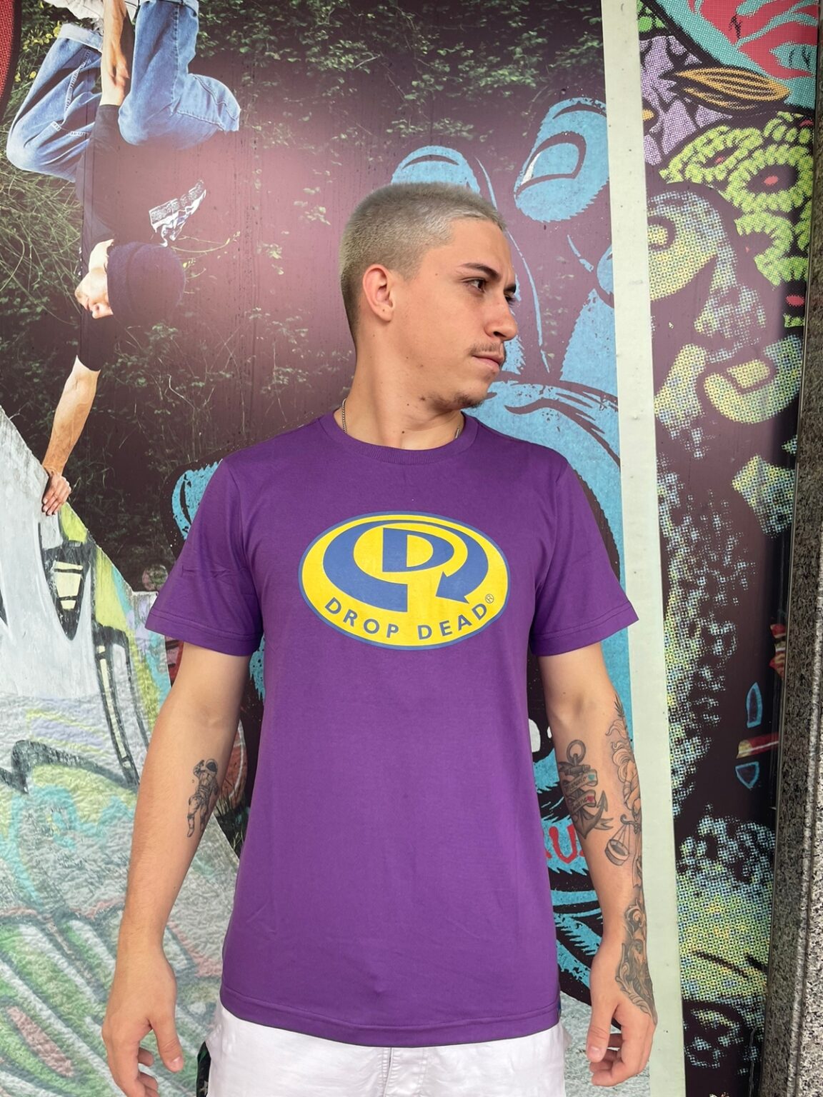 CAMISETA  DROP DEAD TILE LOGO - ROXO