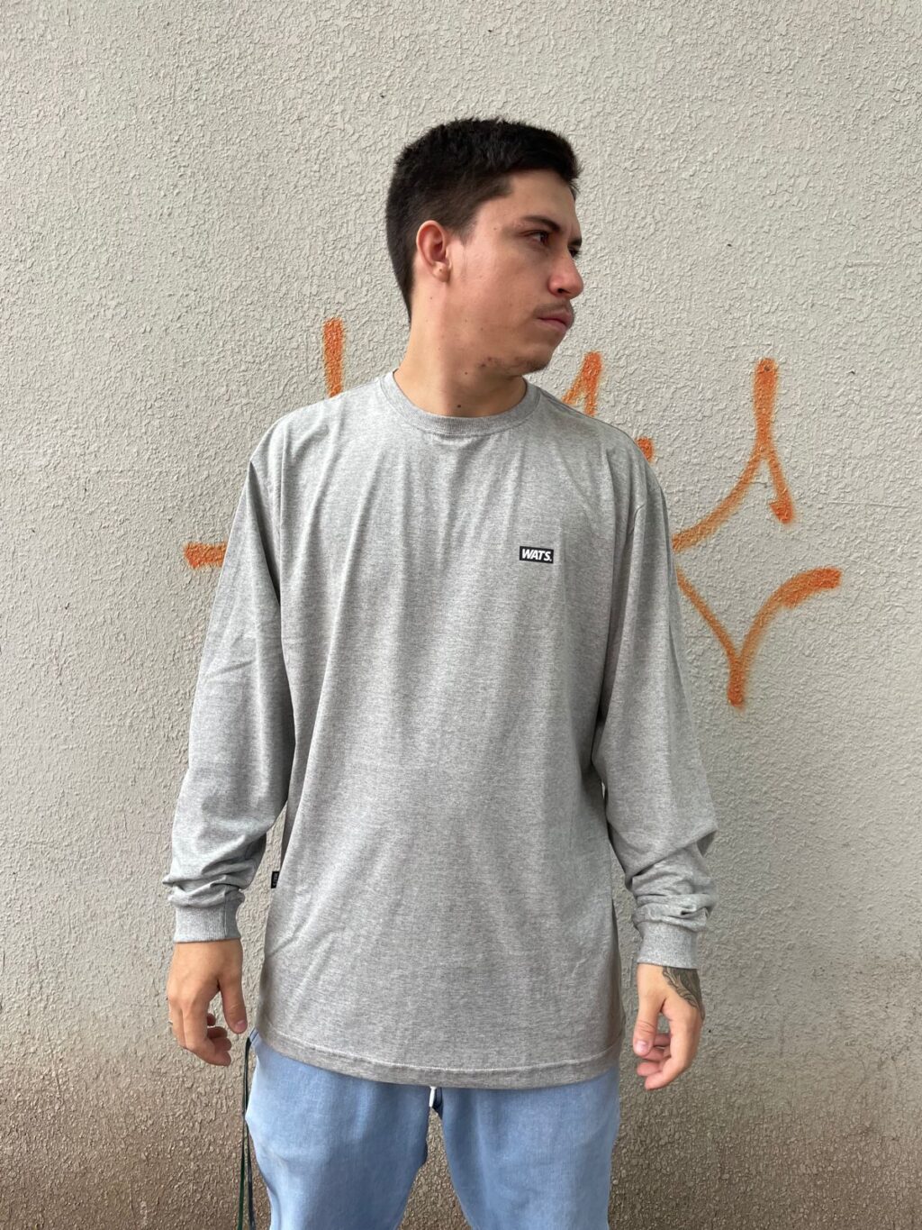 CAMISETA  WATS SMALL BOX ML - CINZA