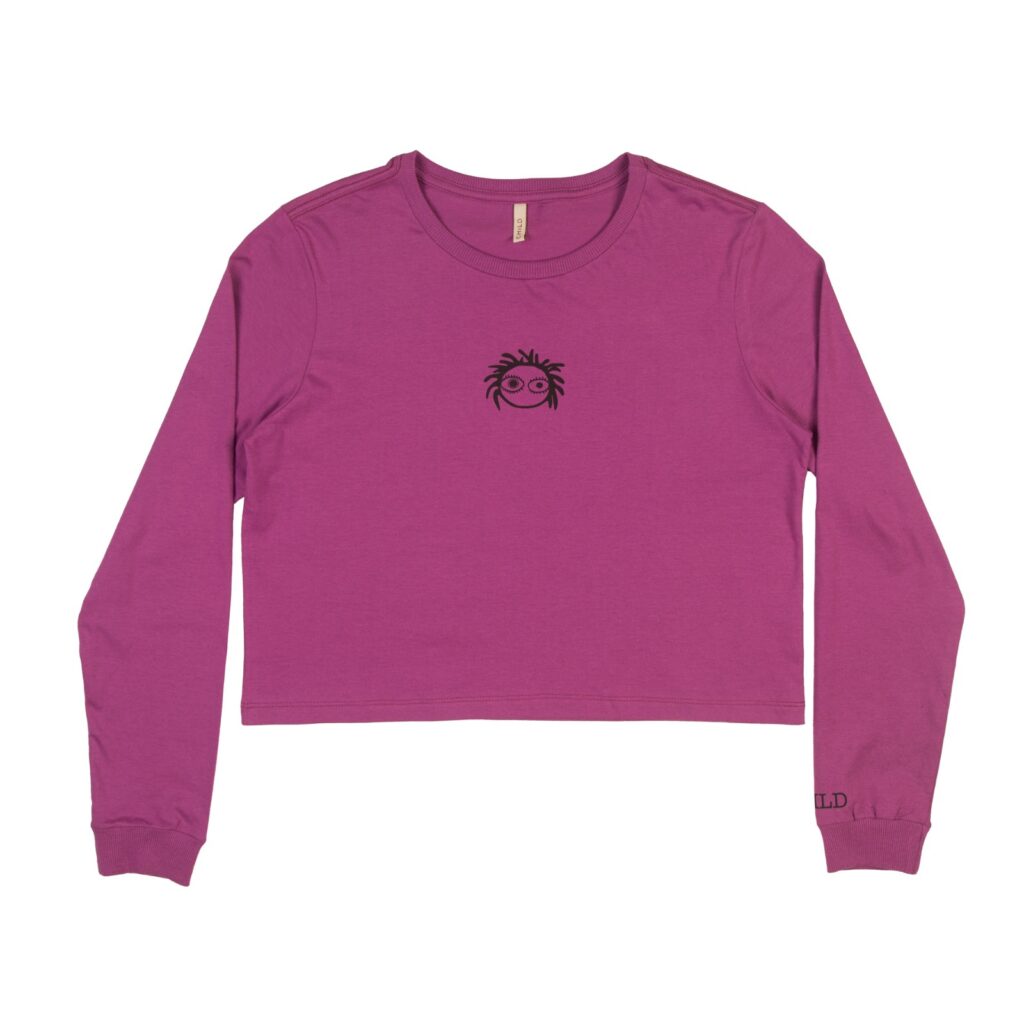 CROPPED CHILD MANGA LONGA LOGO - ROXO