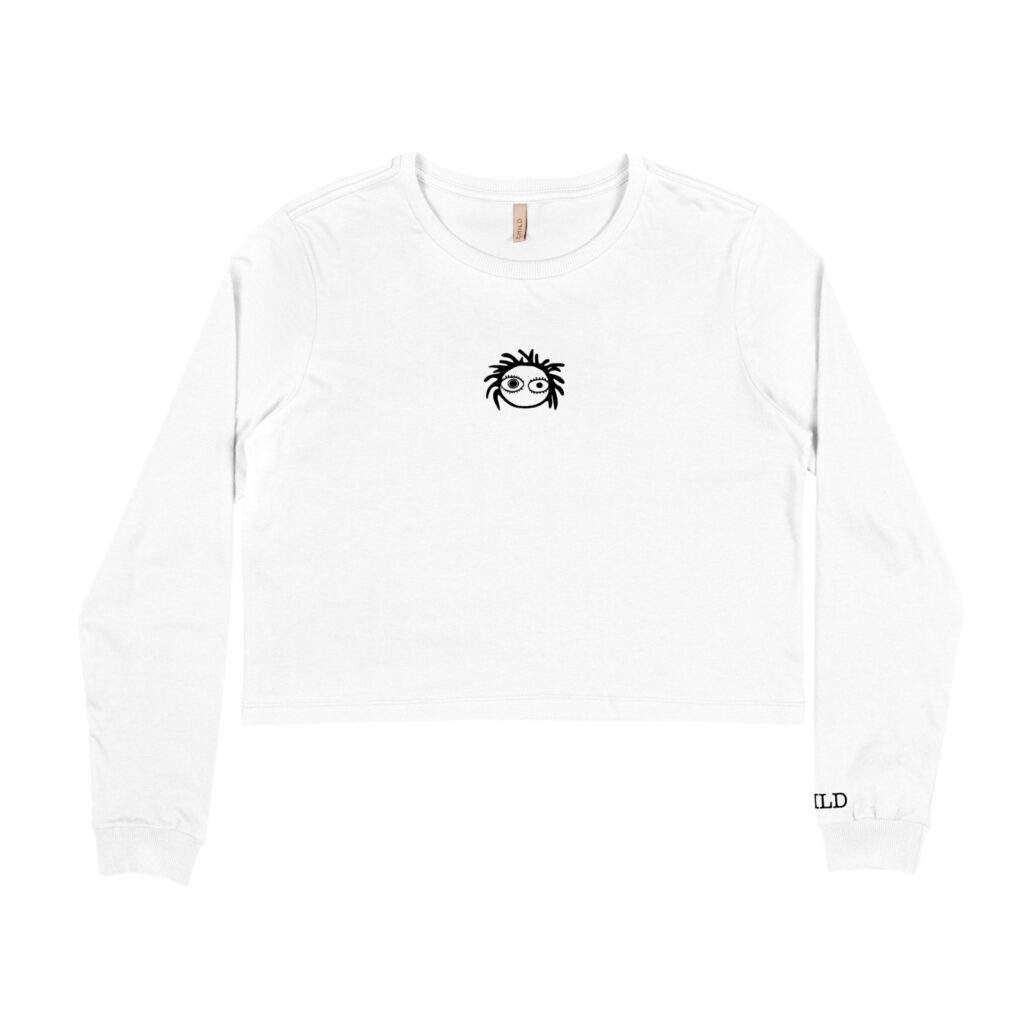 CROPPED CHILD MANGA LONGA LOGO - BRANCO