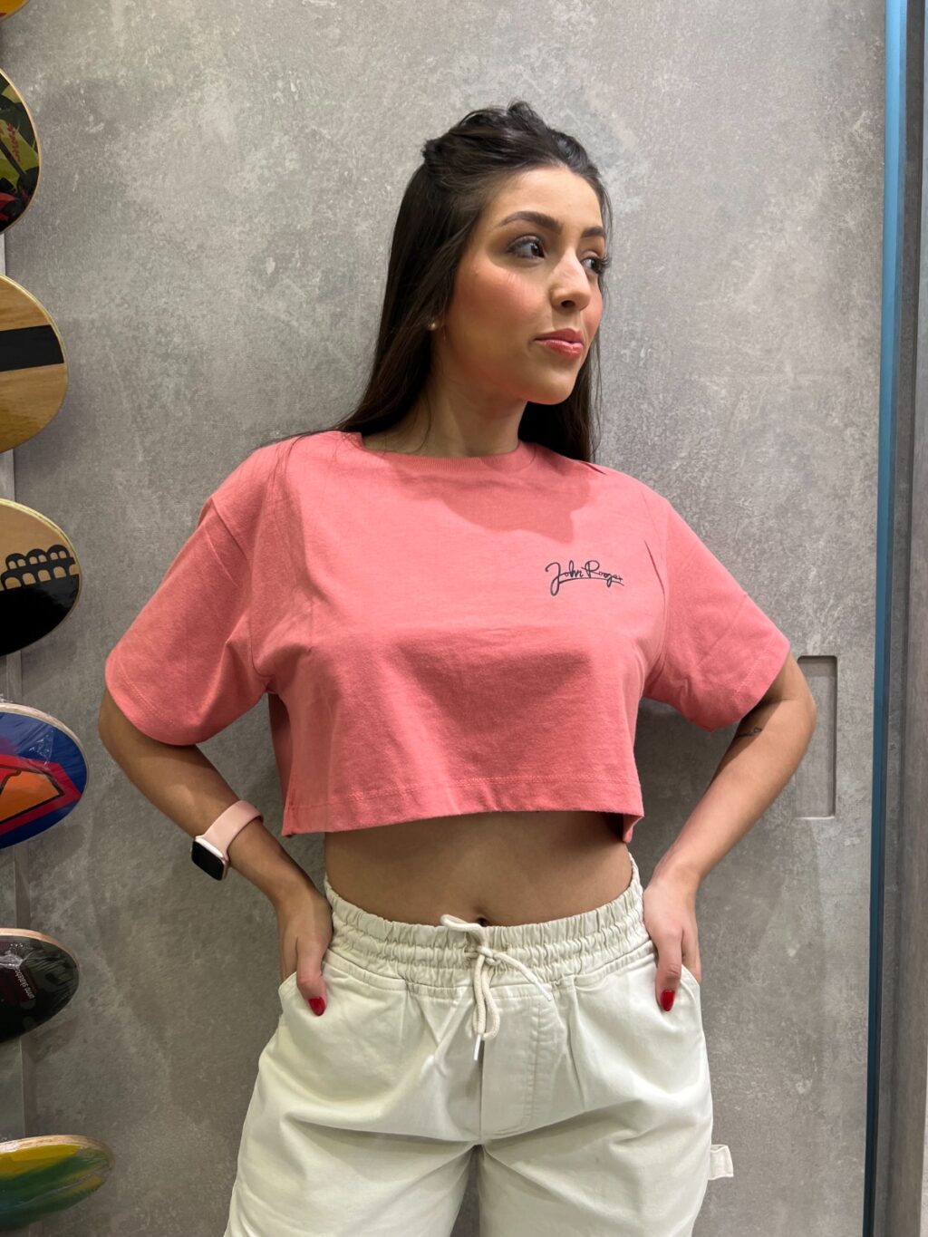 CROPPED JOHN ROGER FEMININO BASIC ESCRITA  - GOIABA - Image 2