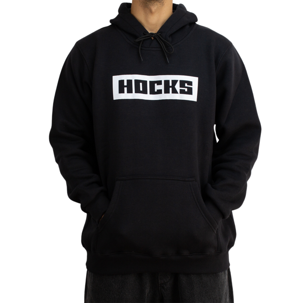 BLUSA MOLETOM HOCKS CANGURU LOGO LETTER - PRETO