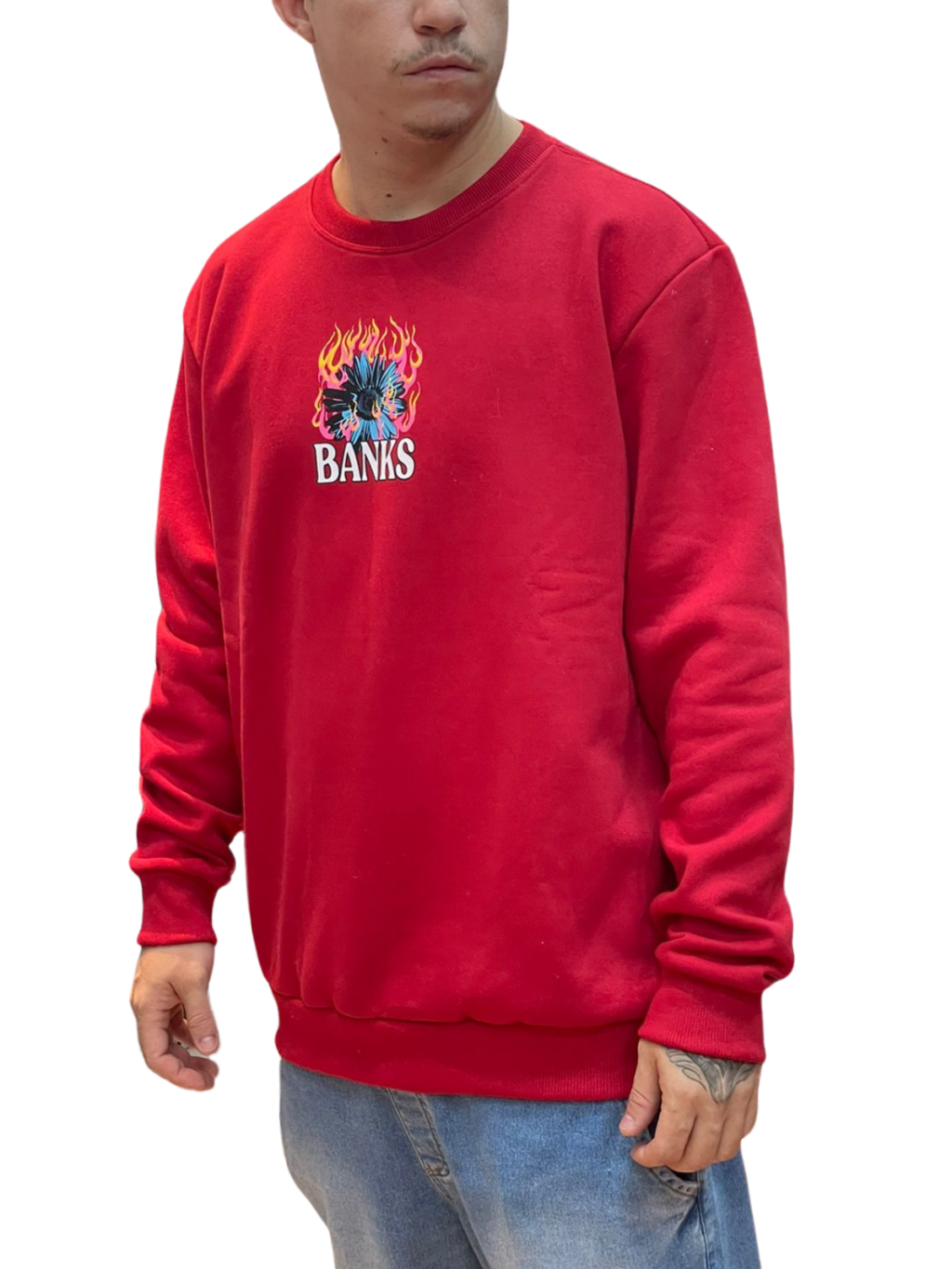 BLUSA MOLETOM BANKS GOLA CARECA FLOR FLAMEJANTE - VERMELHO - Image 2