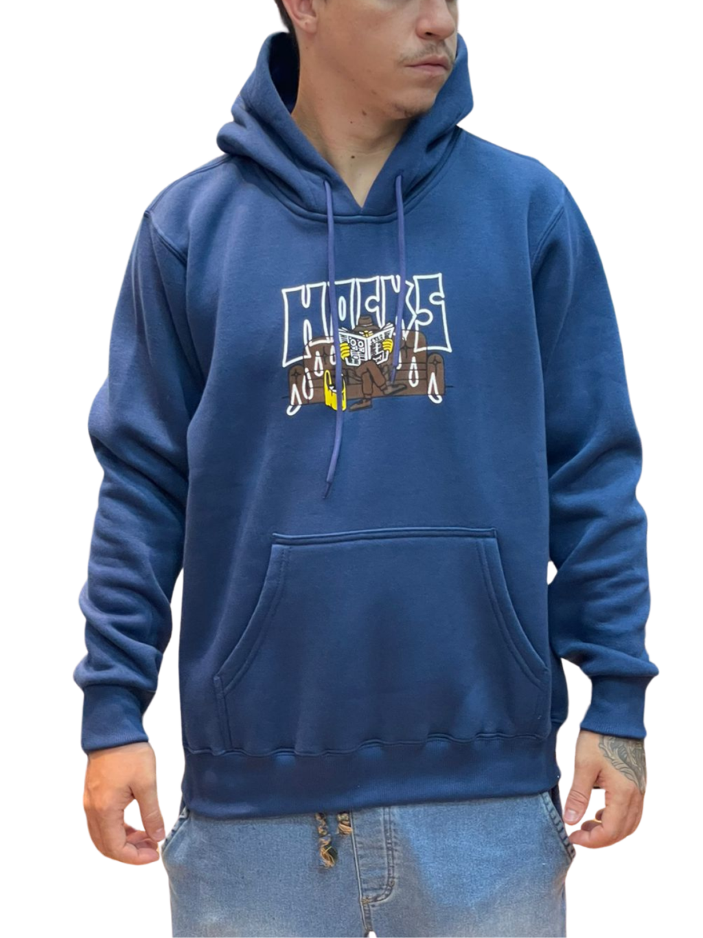 BLUSA MOLETOM HOCKS CANGURU NOTICIA - MARINHO