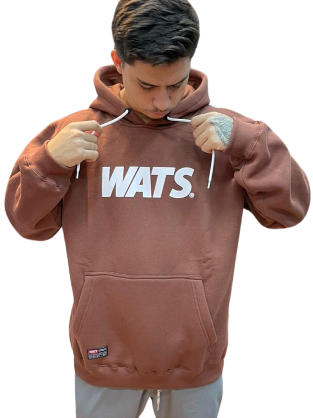 BLUSA MOLETOM WATS LOGO - MARROM