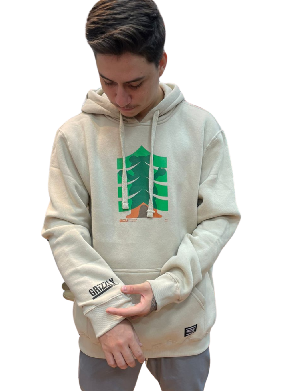 BLUSA MOLETOM GRIZZLY STRONGER BRANCHES HOODIE - BEGE