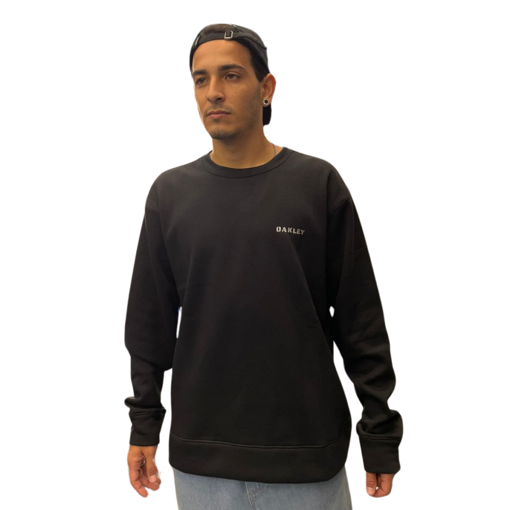 BLUSA MOLETOM OAKLEY GOLA CARECA BARK CREW - PRETO