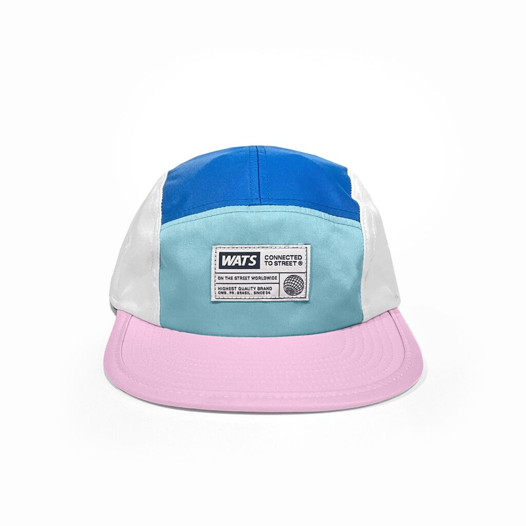 BONÉ WATS FIVE PANEL SUMMER - BRANCO+AZUL+ROSA
