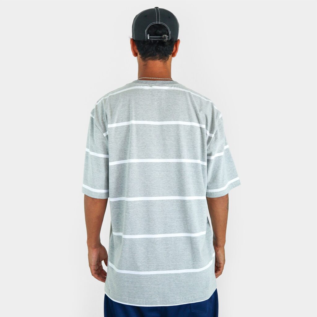 CAMISETA WATS LISTRADA LOGO CENTRAL - CINZA - Image 2