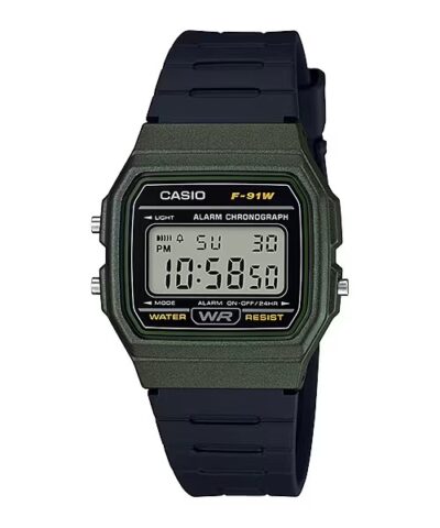RELOGIO DE PULSO CASIO  STANDARD DIGITAL - F-91WM-3ADF-SC - PRETO+VERDE
